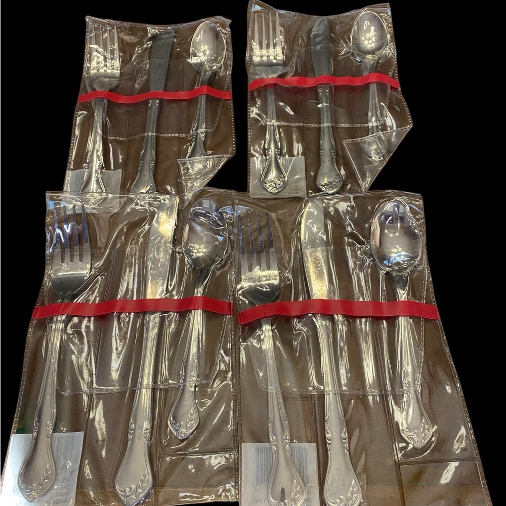 NWT Reed & Barton Rose Queen Stainless Flatware 3-Piece Place Settings, Set of 4